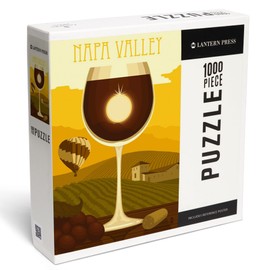 Lantern Press 1000 Piece Jigsaw Puzzle, Napa Valley, California, Wine Glass and Vineyard