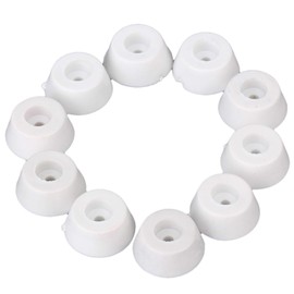 CNBTR 10pcs Round Non Slip White Rubber Feet Bumpers Pads with Stainless Steel Screws for Furniture Chair Cabinet Electronics, 0.31" x 0.16" (H x Dia)