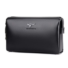 PPGE Leather Code Lock Men's Clutch Bag Black Brown Business Clutch Business Handbag Large Purse Clutch Bag Cards Bag for Men, black