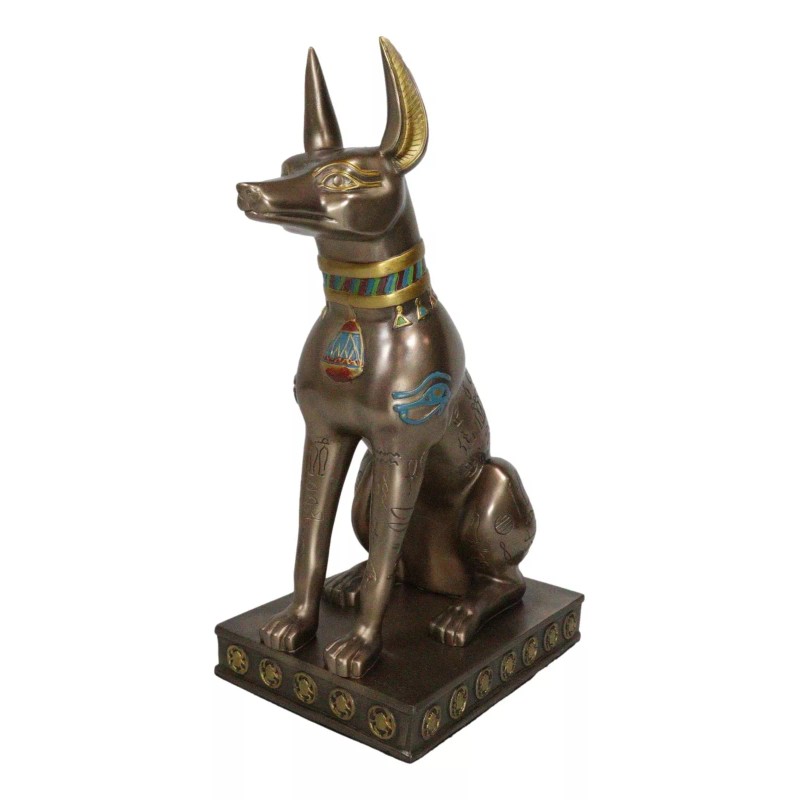 Large Egyptian Jackal Dog Anubis Statue 12.5"H God Of Mummification