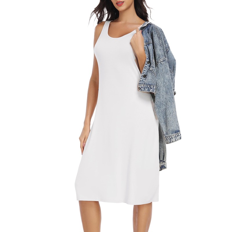 Lovasy Women's Long Full Slips,White,L