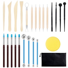 Pottery Set Pottery Tool, 25-Piece Modelling Tool Set, Sculpting Polymer Clay Tools, Pottery Tool, Fondant Embossing Pen, Clay Modelling Tool Set with Transport Bag for Children, Adults, Beginners