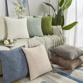 Booque Valley Dusty Blue Pillow Covers Set of 2 Soft and Plush Boho Modern Textured Velvet Pillows Decorative Throw Pillowcases for Couch Sofa Livingroom 18x18 Inch, Grey Blue