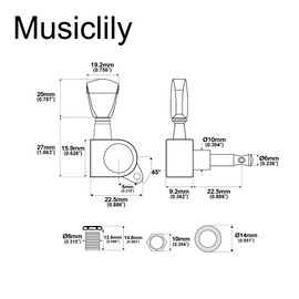 Musiclily Pro 6 inline Guitar Tuners Tuning Pegs Keys Machine Heads Set for Fender Strat Tele Electric Guitar, Tulip Button Chrome
