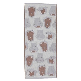 Animal Face [Face Towel] Jacquard Long Towel/Hippo
