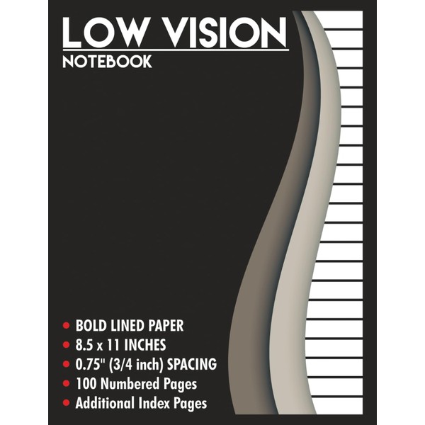 Low Vision Paper Notebook with Black Border: Thick Bold Black