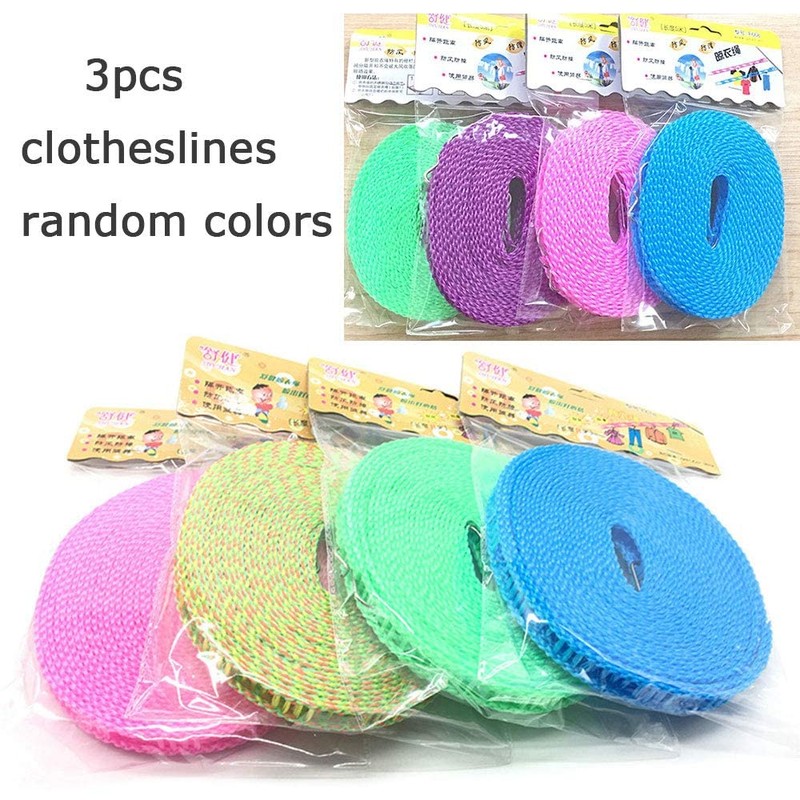 3 Pcs Windproof Clothesline Non-Slip Clothesline Nylon Washing Line Rope