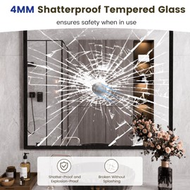 WEER Black Framed Mirror, 40X36 Inch Matte Black Wall Mirror for Bathroom, Rectangular Black Bathroom Vanity Mirror, Tempered Glass, Anti-Rust, Hangs Horizontal or Vertical