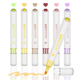 Piochoo 6 pcs Aesthetic Cute Pastel Highlighters with Ball for Stress Relief, Chisel Tip,Bible Highlighters No Bleed,Supplies for School Office