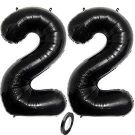 Jurxy Large Foil Mylar Balloons 40 Inch Black Number Balloons Giant Jumbo Birthday Balloons for Birthday Party Decorations –Black 22
