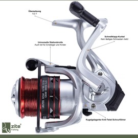 Zite Fishing Carp Reel Set | 2 Pieces Fishing Reel | 2 Aluminium Spools | 0.25 mm & 0.35 mm Fishing Line Pre-Spool | Quick Folding Crank | All-Round Reel Also for Children and Beginners