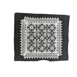 Doily Boutique Place Mat or Doily Square with Flowers on Sheer Fabric and Lace, Size 16 x 16 inches