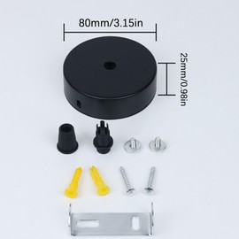 YOUNIEYO 2Pcs Light Canopy Kit Black Single Hole Ceiling Plate 80×25mm