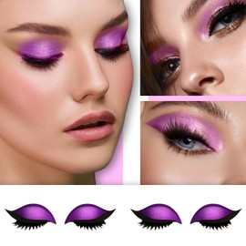 2 Pairs Lazy Eye Shadow Eyelash Patch, 2 in 1 Eyeshadow Eyelash Stickers, No Glue Needed, Makeups Stencils Stickers For All Eye Shapes