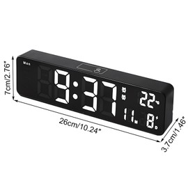 Lancoon Digital Wall Clock, 10 Inch LED Big Display with Adjustable Brightness Dual Alarms Thermometers Calendar Silent Plug in for Living Room Study Room Office
