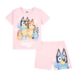 Bluey Girls Pyjamas, Bingo and Family Pjs Set, Summer Pjs for Girls 5-6 Years Pink