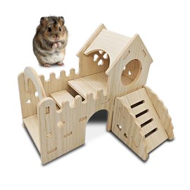 Hamster House Wooden Hamster Hideout Hamster House Stairs Toy Hamster Accessories 25 x 19 x 20 cm