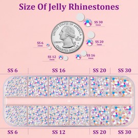 Resin Jelly Rhinestones for Crafting with B7000 Jewelry Glue, 1 Box White AB Flatback Crystal with 3Pcs 10ml Glue, Bedazzling Non Hotfix Gems for DIY Tumblers Clothing Shoes Manicure