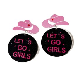 Cute Glitter HOWDY Acrylic Western Cowgirl Cowboy Drop Dangle Lightweight Earrings Country Concert Rodeo Disco Party Boho Southern Jewelry for Women-black