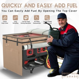 Generator Covers While Running, 32"L x 24"W x 24"H Heavy Duty Waterproof Generator Covers for Outside, Compatible with 5000W-10000W Generator, Overall Protection for Generator, Khaki