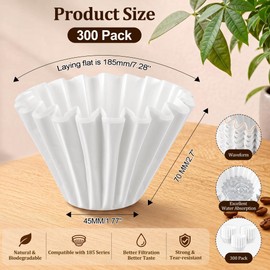 300 Count Coffee Filters Compatible with Kalita Wave 185, 2-4 Cups