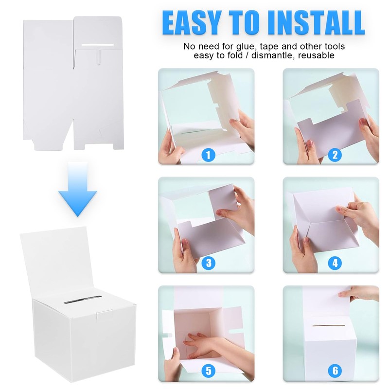 4 Pack Cardboard Ballot Box, Raffle Boxes, Donation Ballot Boxes