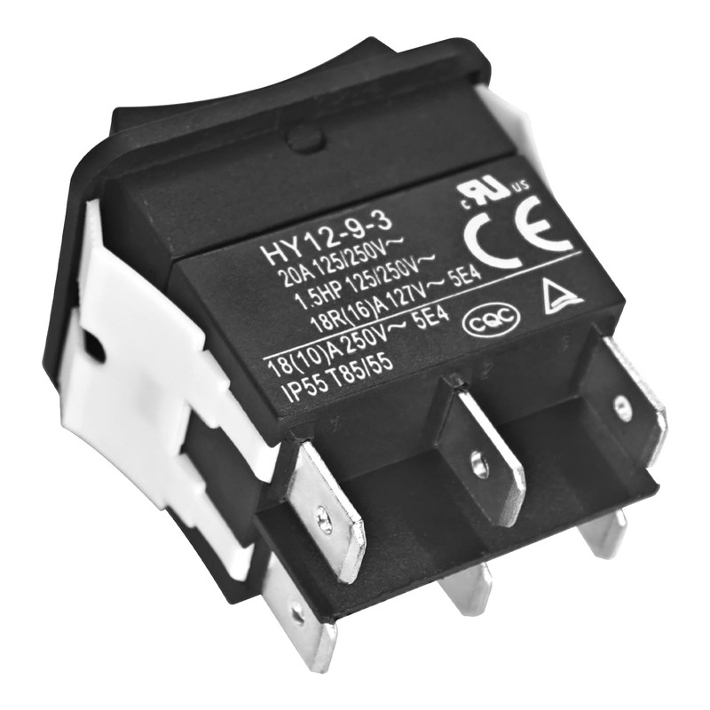HY12-9-3 On/Off/On Rocker Switch, 6 Pins 125/250V 20A Pushbutton Switch,
