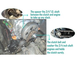 Minibike Clutch Spacer Shim Washer and Clutch Bolt Washer with 3/4" Shaft for Coleman CT200U,CT200U EX, Axis M200 BT200X RB200