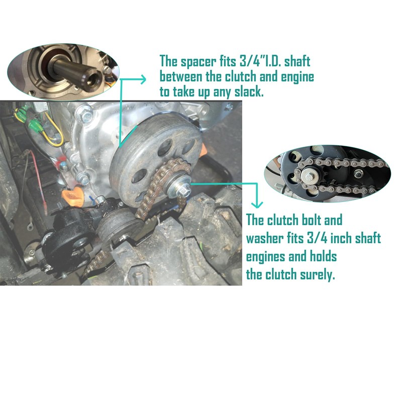 Minibike Clutch Spacer Shim Washer and Clutch Bolt Washer with