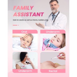 Digital Thermometer, Oral Thermometer for Adults and Infants, C/F Switchable, Rectum Armpit Reading Thermometer for Baby Kids and Adults
