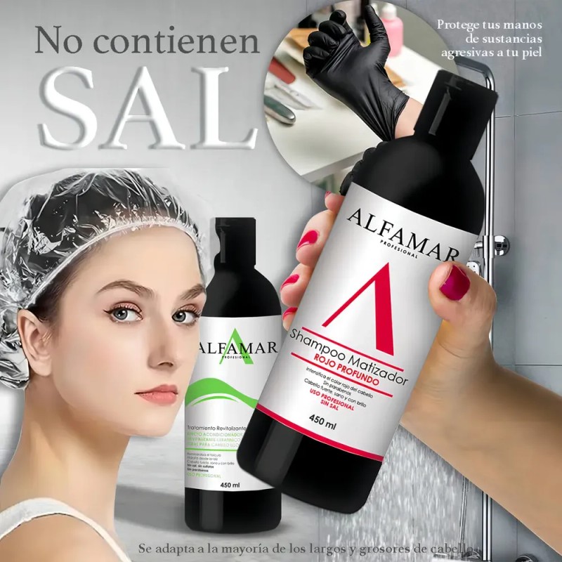 Shampoo Matizador Rojo + Tratamiento Con Keratina Alfamar