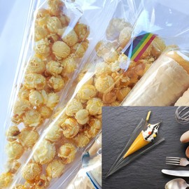 YINSHIU Decorative Treat Bags and Sweet Cones, Clear Plastic Party Bags with Ties, Triangle Goodie Bag， Party Bags， Sweet Cone Bags (transparent, 18)