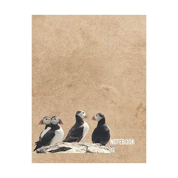 Notebook: Unlined Puffins Bird Theme Journal Large: 8.5 x 11