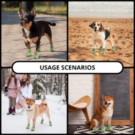 MUSIMC Dog Shoes for Small Medium Dogs Waterproof Puppy Dog Boots with Safety Reflective Dog Paw Protectors for Winter Hot Pavement Rainy Day with Anti Slip Rubber Sole (Green, Size 1)