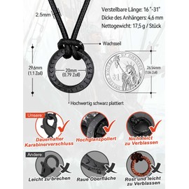 FaithHeart Viking Rune Necklace for Men and Women, Mobius Necklace with Rune Symbol, Nordic Viking Jewellery Gifts for Christmas, Birthday, Stainless Steel, No Gemstone