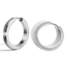 TGNEL Large Mens Earrings Titanium Hoop Earring for Men Sensitive Ears Silver