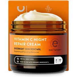 Vitamin C Night Cream For Skin Repair by Eve Hansen. Face Moisturizer is a Powerhouse Anti Aging Wrinkle Cream, Scar Cream, Skin Tightening Cream, Moisturizing Cream. Rich In Vitamins C, E, B5.