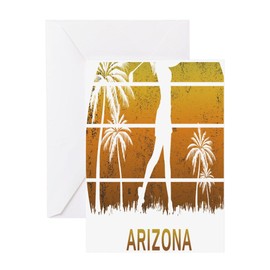 CafePress Retro Arizona Women'S Golf Golf Greeting Cards Folded Greeting Card Glossy