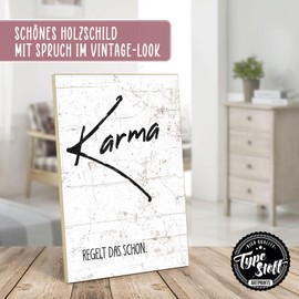 TypeStoff Wooden Sign with Saying - Karma - Vintage Look with Quote as a Gift and Decoration on the Theme of Patience - HS-00890