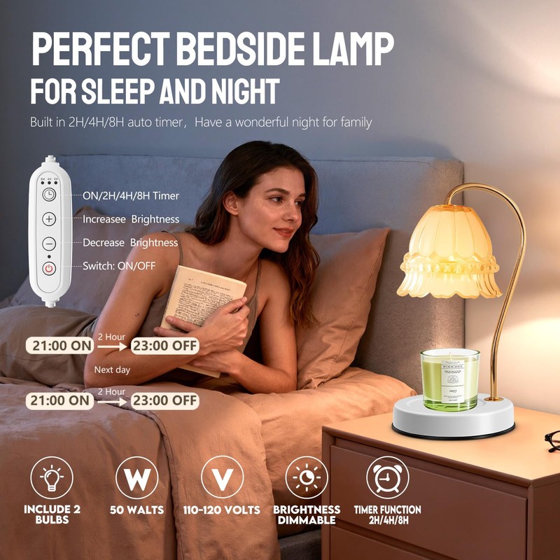 GEEZO Fragrance Candle Warmer Lamp，Electric Candle Warmer with Timer &
