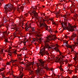 4mm Cup Sequins Facet Paillettes ~ RED Metallic ~ Loose Sequins for Embroidery, Bridal, Applique, ar