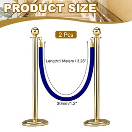 sourcing map Velvet Stanchion Rope 3.28 Ft/1 M, Barrier Rope Velvet Carpet Ropes with Snap Hooks for Posts Stands Queue Divider Crowd Control, Blue Golden Pack of 2