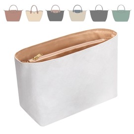 CRAZYSMITH Tote Bag Organizer Insert Compatible with Longchamp Small Handbag, Dupont Paper Inner Purse Organizer Insert Makeup Liner Bag Shaper (White, S)