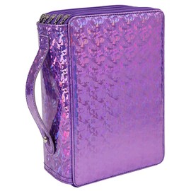 HMZSP Large Capacity Colored Pencil Case - 250 Slots PU leather with Zipper Closure Portable Organizer for Watercolor Pencils Ideal for Artists for Artists (Purple)