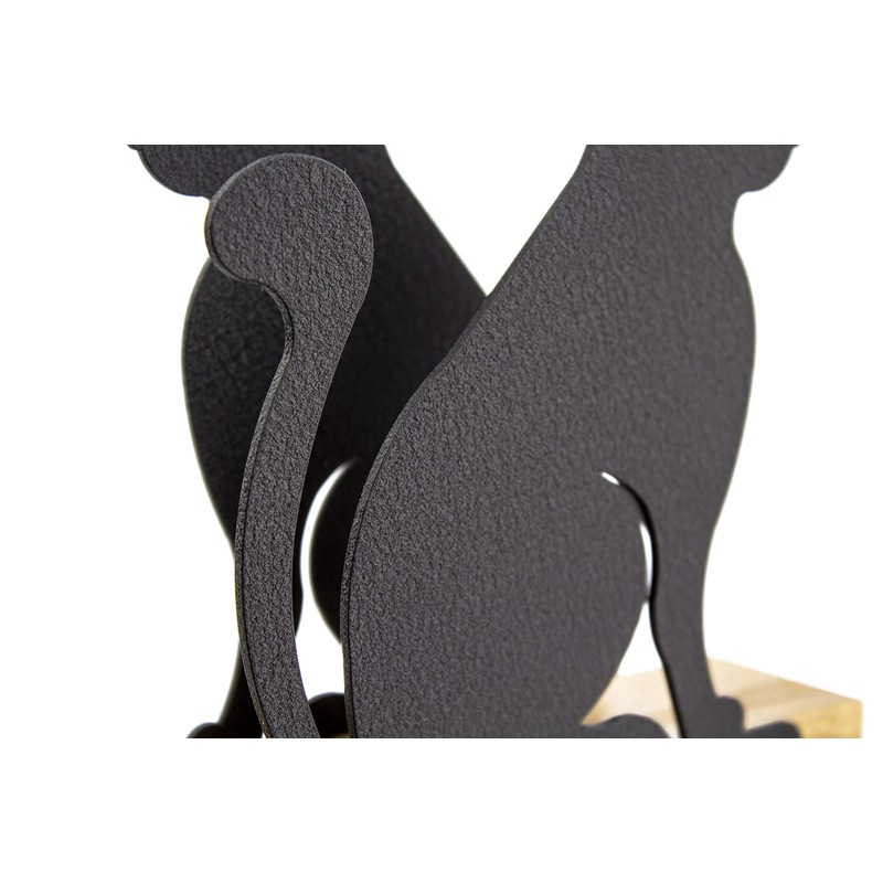 Moderno Servilletero Kitty, color negro, en metal, con base de
