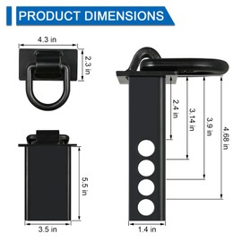 TOPSHINE Trailer Stake Pocket D Ring Tie Downs, 4 Pack, 12,000 lbs Capacity, with 5/8" Hitch Pin, Adjustable Removable Tie Downs for Utility Trailers and Flatbed Trucks