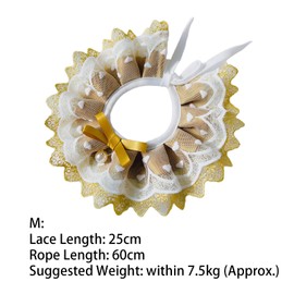 Gold Pet Lace Collar Dog Cat Collar Lace Pet Scarf for Puppy Cat Costume Supplies, M