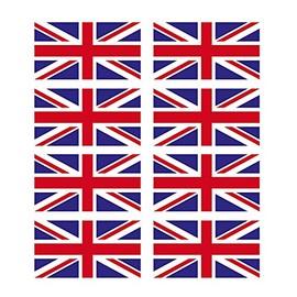8 x Glossy Vinyl Stickers - Union Jack Small Flag Flags Helmet Bike Motorbike #0064 (2cm Tall x 3.7cm Wide)