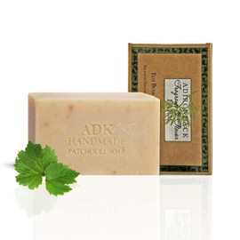 ADK Patchouli Handmade Soap Bar, Healing Botanicals From Farm - Moisturizing Vegan Soap For Troubled and Sensitive Skin - For Men & Women, Body & Face Wash, 4 oz / 142 Grams