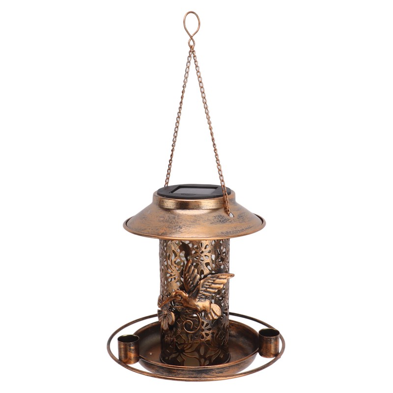 Solar Bird Feeder for Outdoors Hanging IP65 Waterproof Warm Light